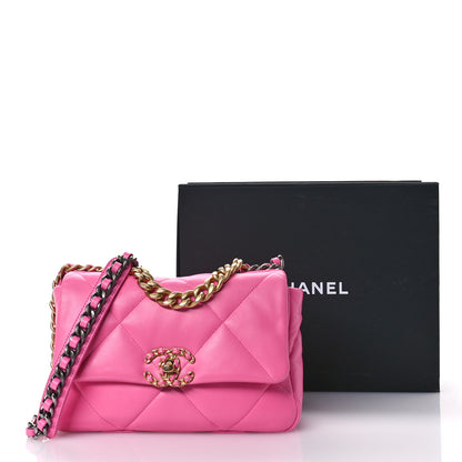Chanel Lambskin Quilted Medium Chanel 19 Flap Neon Pink 11 of 11