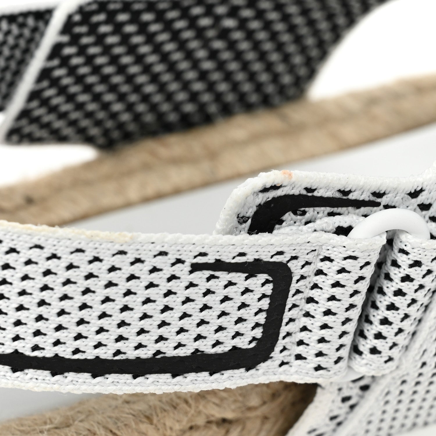 Christian Dior Technical Knit Jute Dioract 10mm Sandals 38 White Black 9 of 10