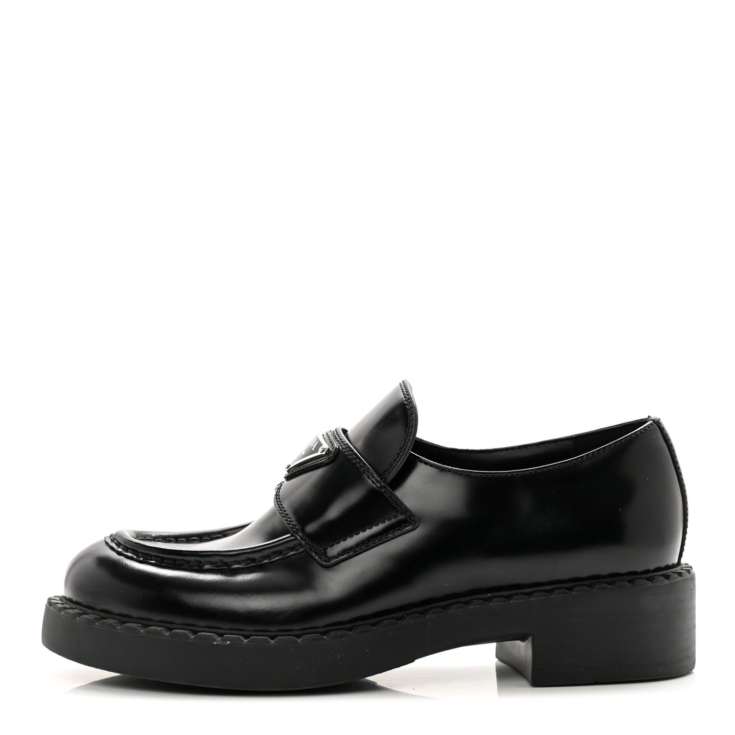 Spazzolato Metal Triangle Logo 50mm Loafers 37 Black