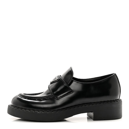 Prada Spazzolato Metal Triangle Logo 50mm Loafers 37 Black 1 of 8