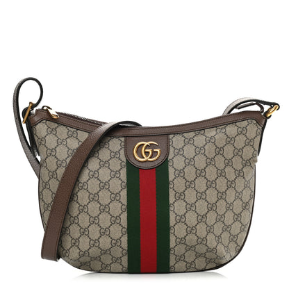 Gucci GG Supreme Monogram Web Small Ophidia Half Moon Hobo Brown 1 of 12