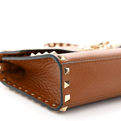 Valentino Garavani Pebbled Calfskin Medium Rockstud Flip Lock Crossbody Bag Saddle Brown 8 of 9