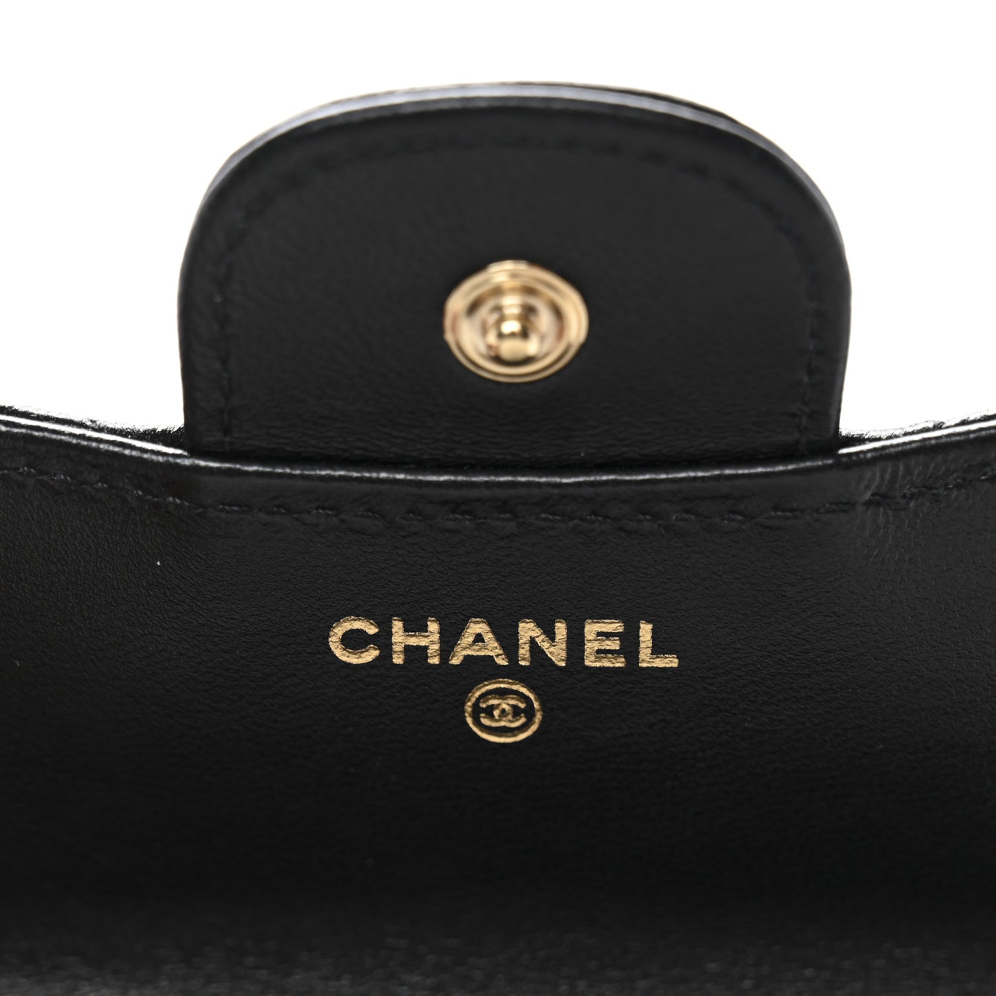 Lambskin Quilted Top Handle Flap Coin Purse With Chain Black