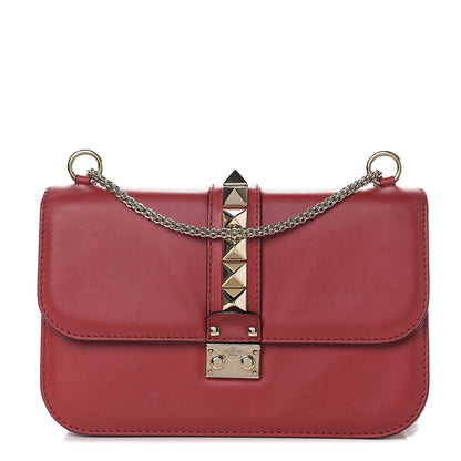 Valentino Garavani Vitello Medium Glam Lock Rockstud Flap Red 1 of 9