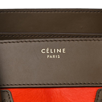 Celine Pony Hair Smooth Calfskin Mini Tri-Color Luggage Brick 8 of 13