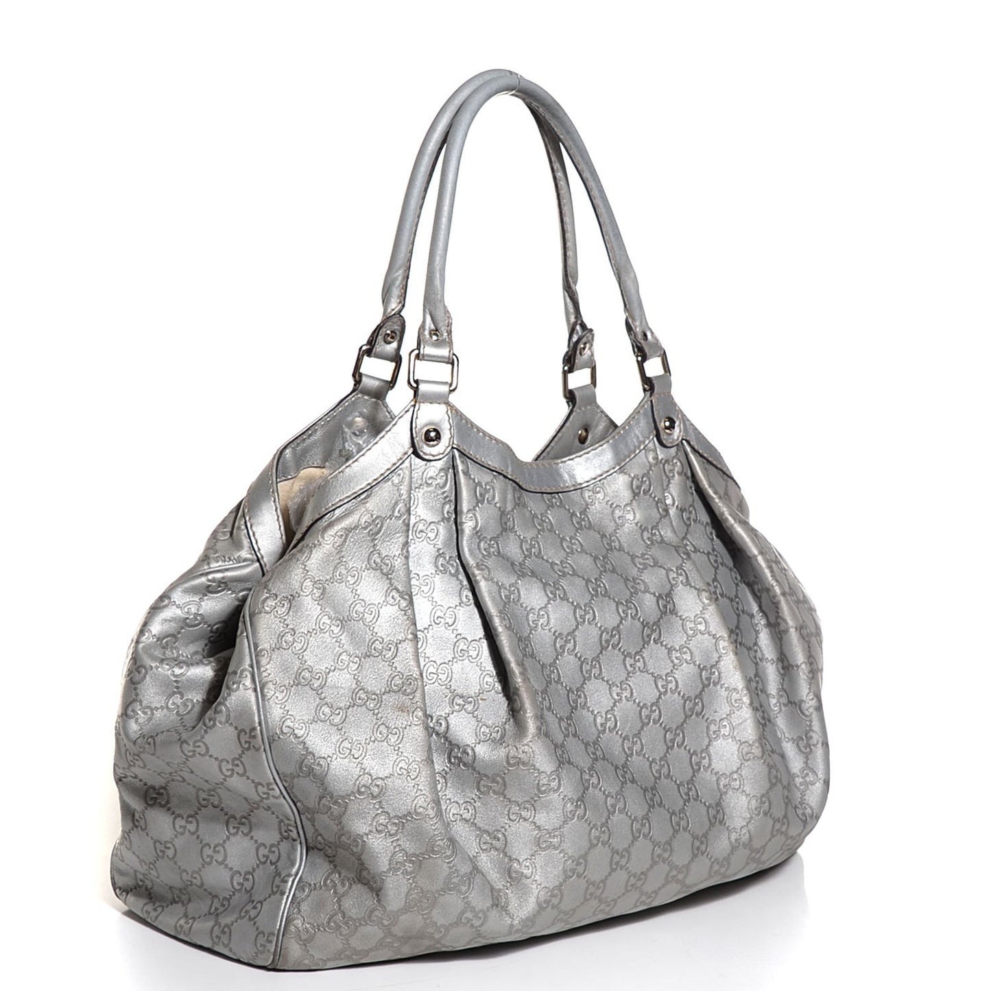 Guccissima Large Sukey Tote Silver