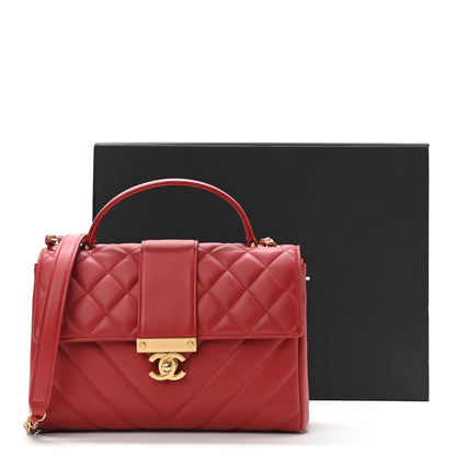 Chanel Calfskin Quilted Chevron In The City Bag Red 10 of 10