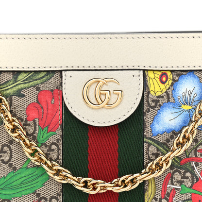 Gucci GG Supreme Monogram Flora Web Small Ophidia Chain Shoulder Bag White 8 of 10