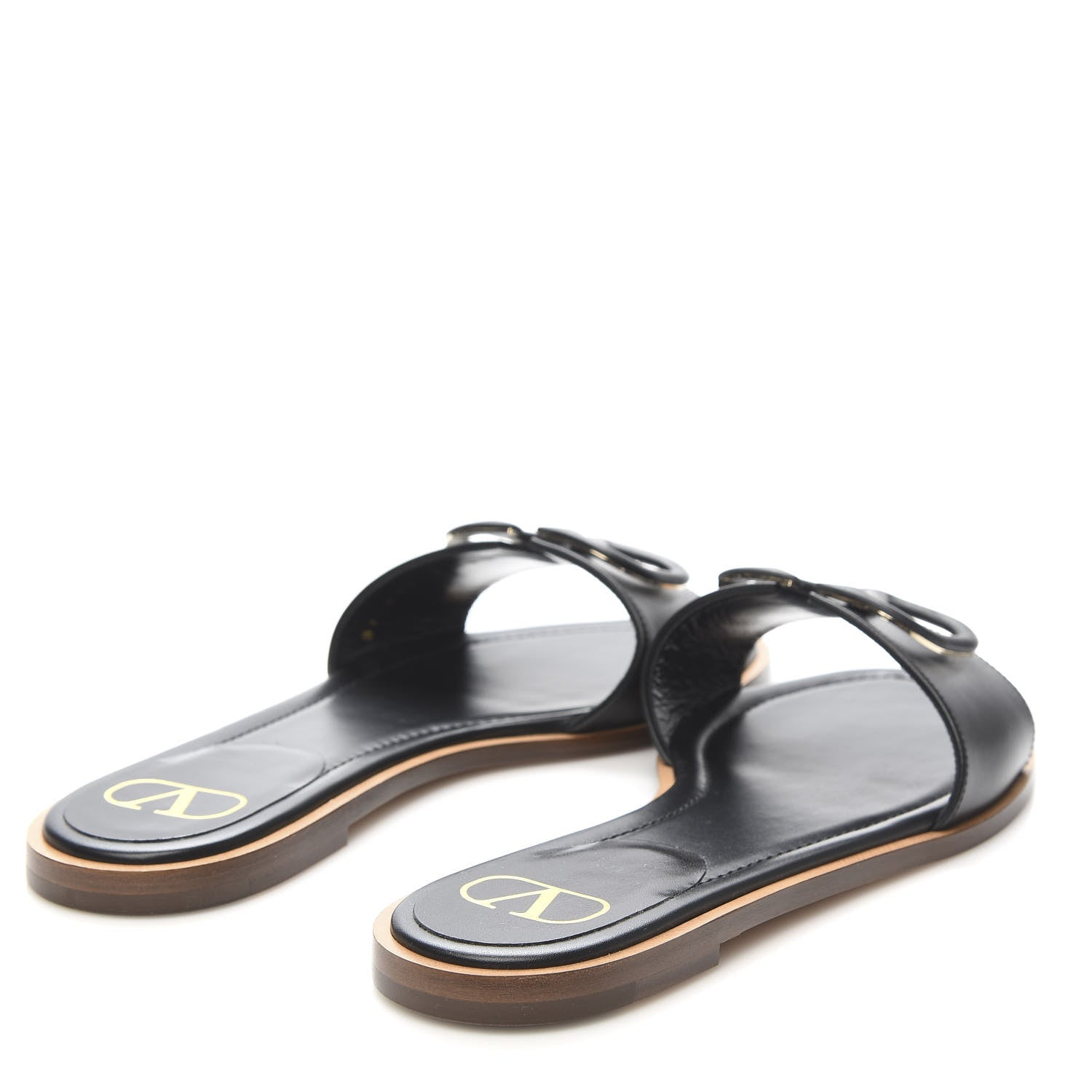 Valentino Garavani Calfskin Vlogo Flat Slide Sandals 38.5 Black 4 of 8