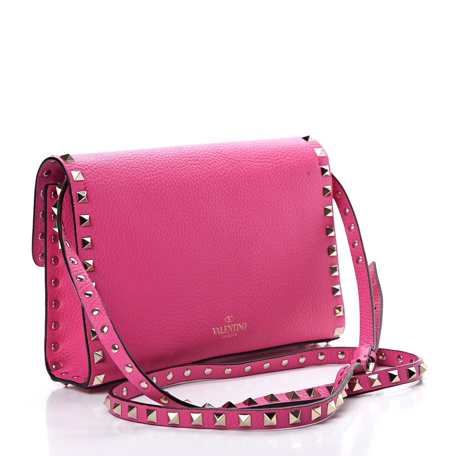 Valentino Garavani Pebbled Calfskin Medium Rockstud Flip Lock Crossbody Bag Pink Orchid 2 of 11