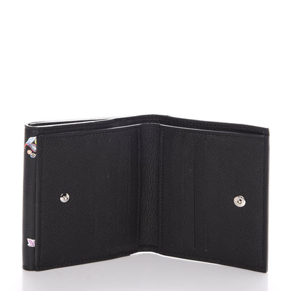 Louis Vuitton Calfskin LockMe II Floral Compact Wallet Black 6 of 9