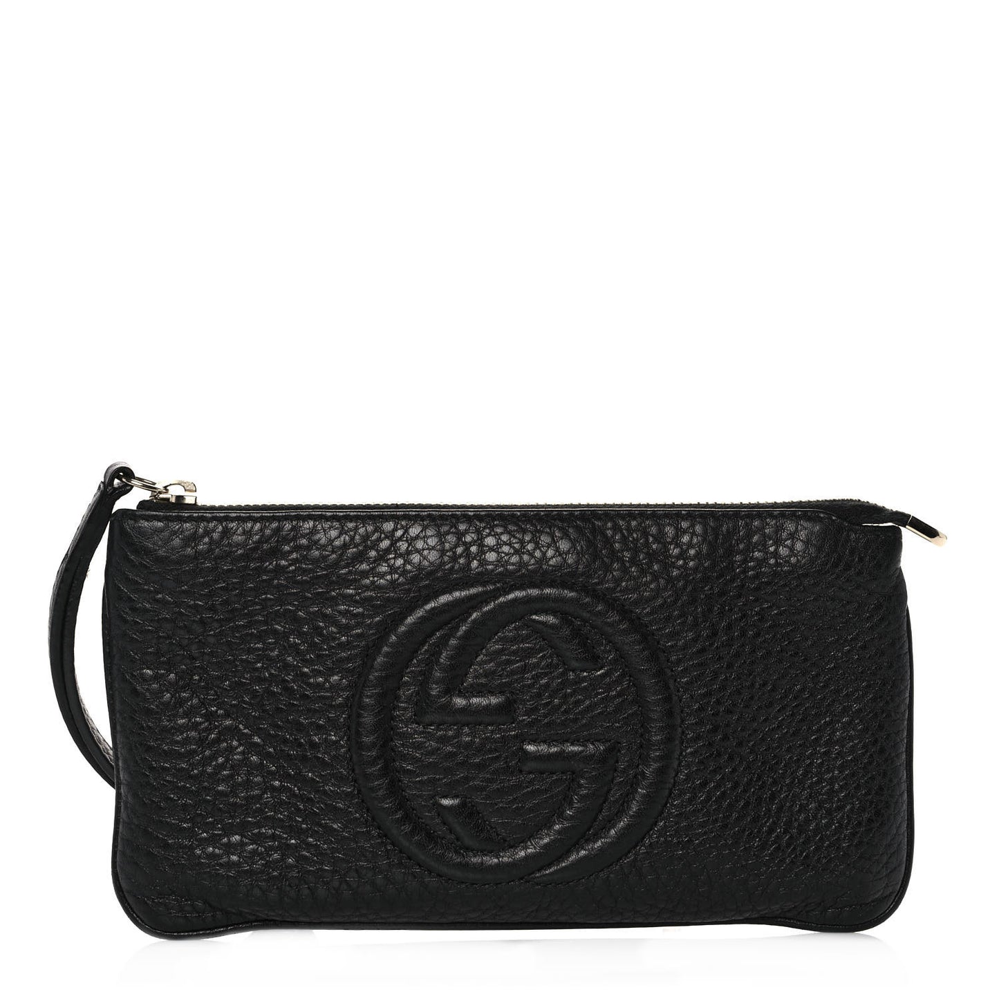 Pebbled Calfskin Soho Wristlet Black