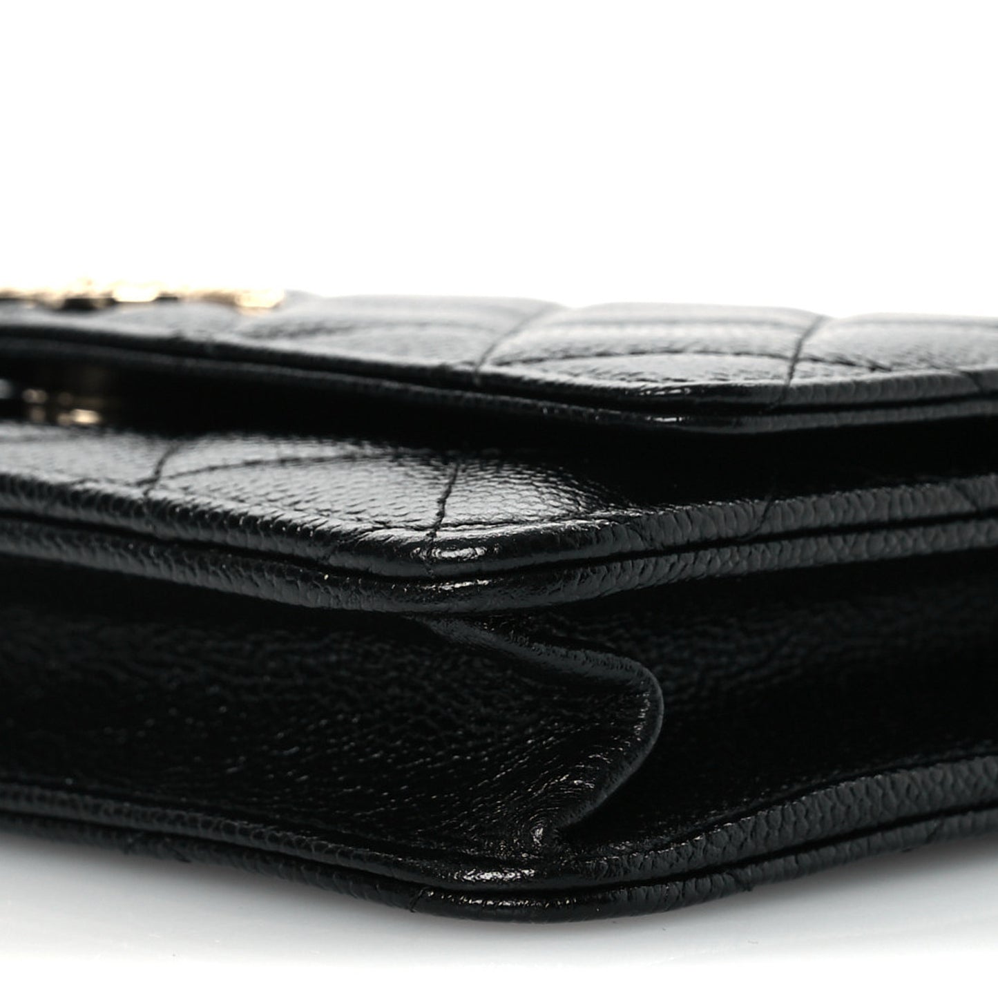 Caviar Quilted Chain CC Wallet On Chain WOC Black