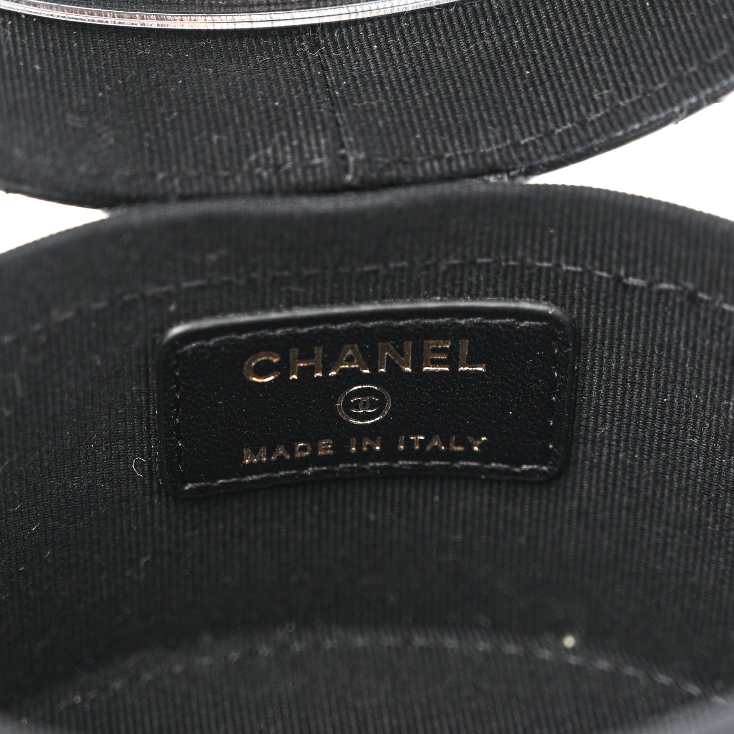 Lambskin Quilted Mini Round Vanity Case With Chain Black