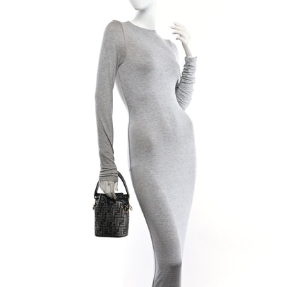 Fendi Chenille Vitello King FF Mini Mon Tresor Bucket Bag Antracite Asfalto 2 of 11