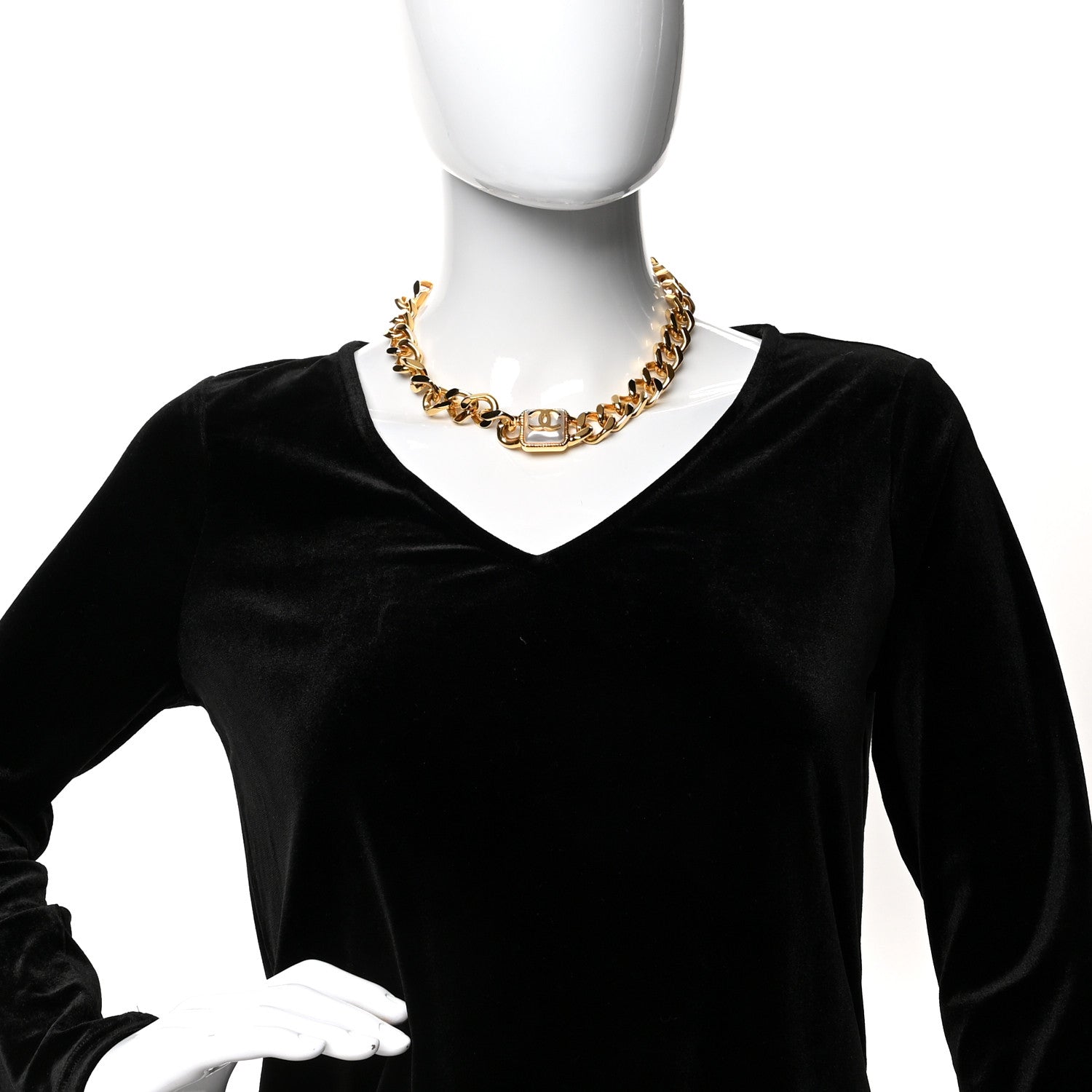 Chanel Pearl CC Chain Link Choker Necklace Gold 2 of 5