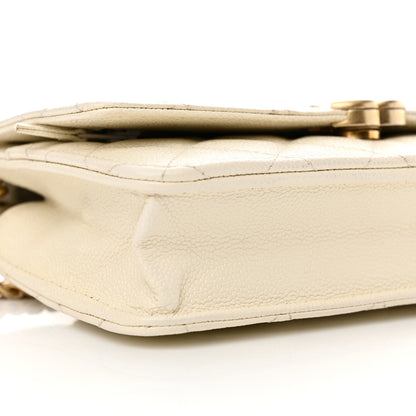 Chanel Shiny Caviar Quilted Chain Melody Wallet on Chain WOC White 10 of 14