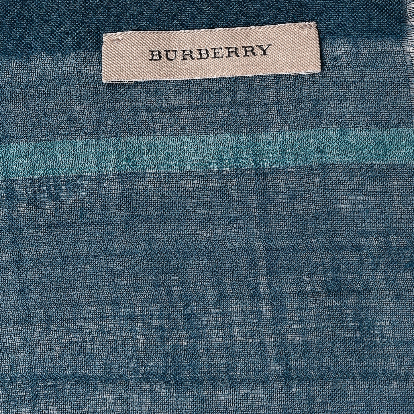 Wool Silk House Check Lightweight Scarf Turquoise