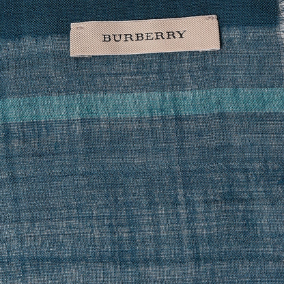 Burberry Wool Silk House Check Lightweight Scarf Turquoise 4 of 4