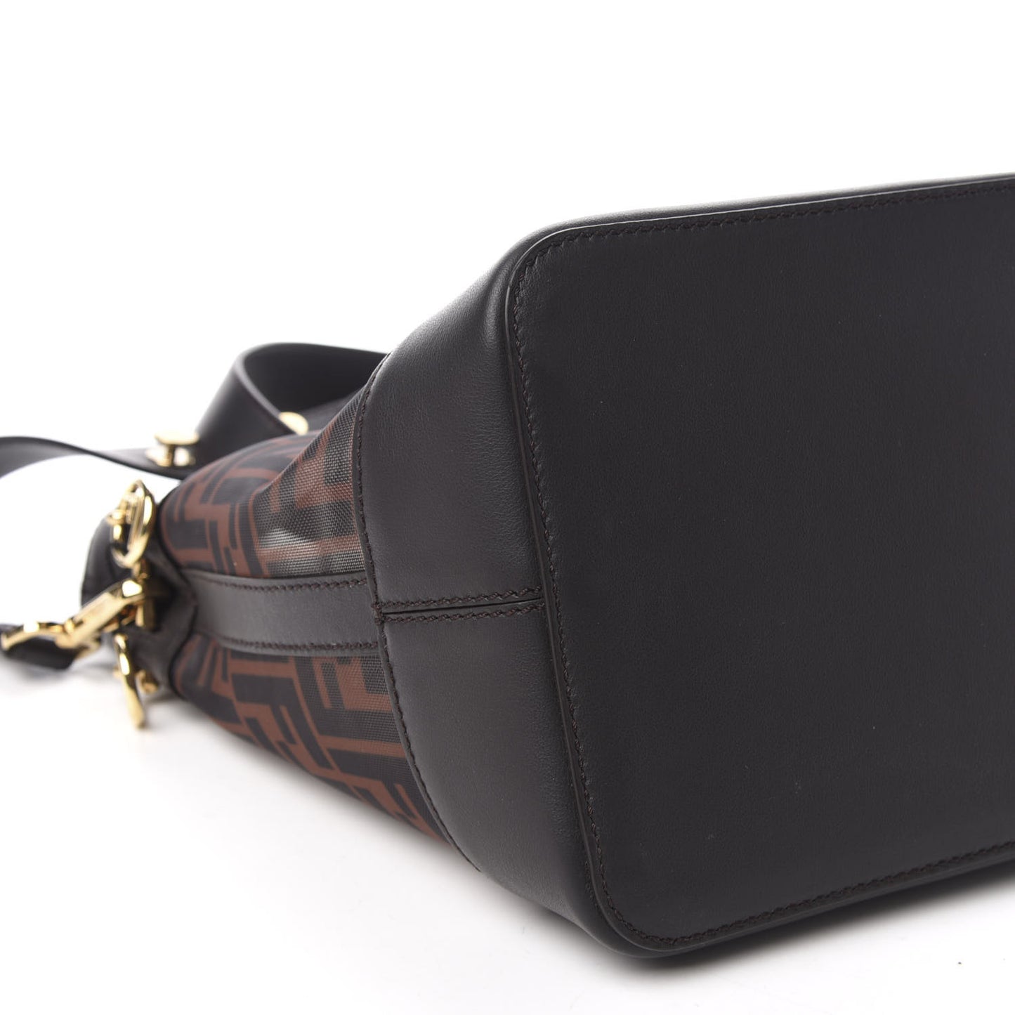 Mesh Vitello Grace F is Fendi FF 1974 Grande Mon Tresor Bucket Bag Marrone Black Ebano