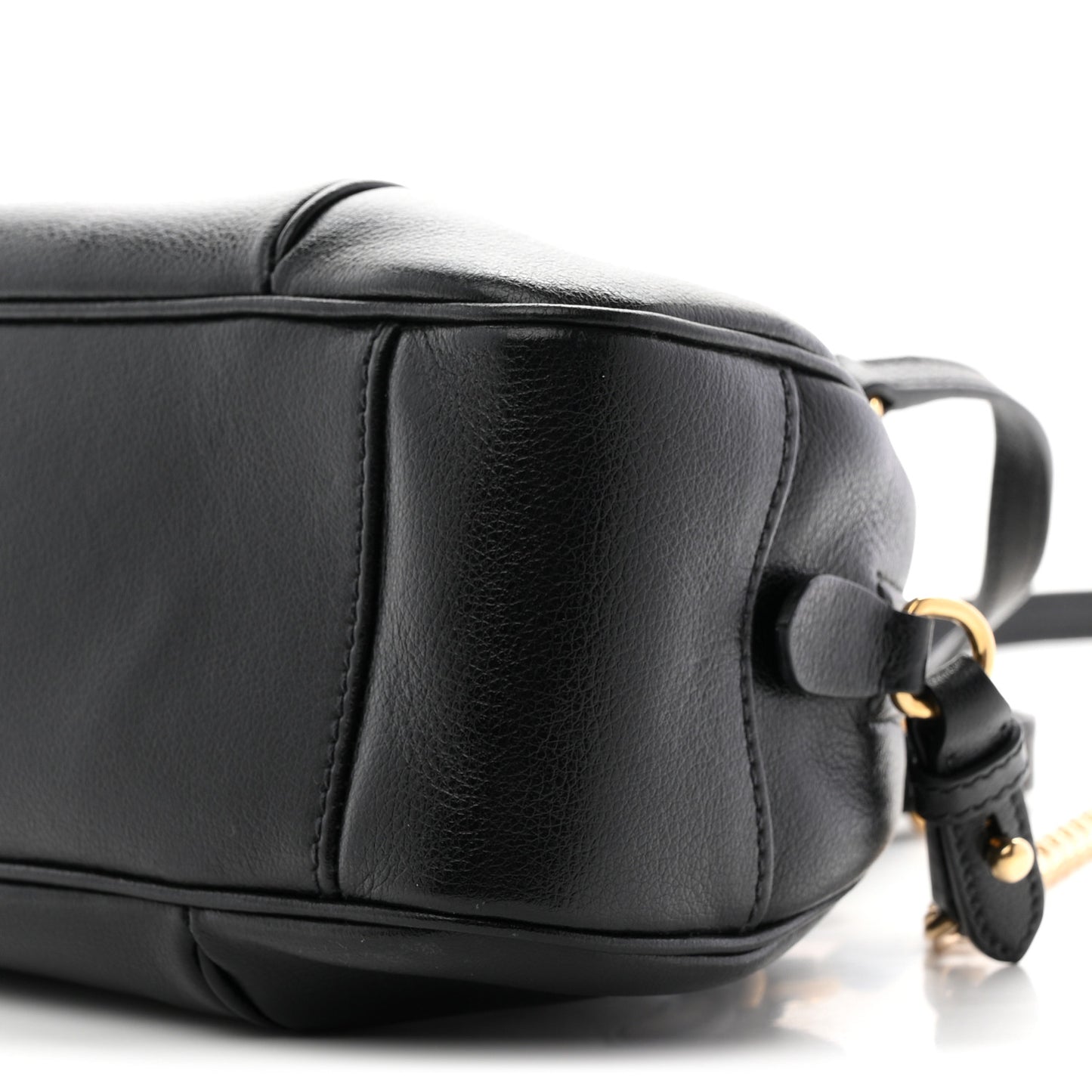 Glace Calfskin Bauletto Shoulder Bag Black