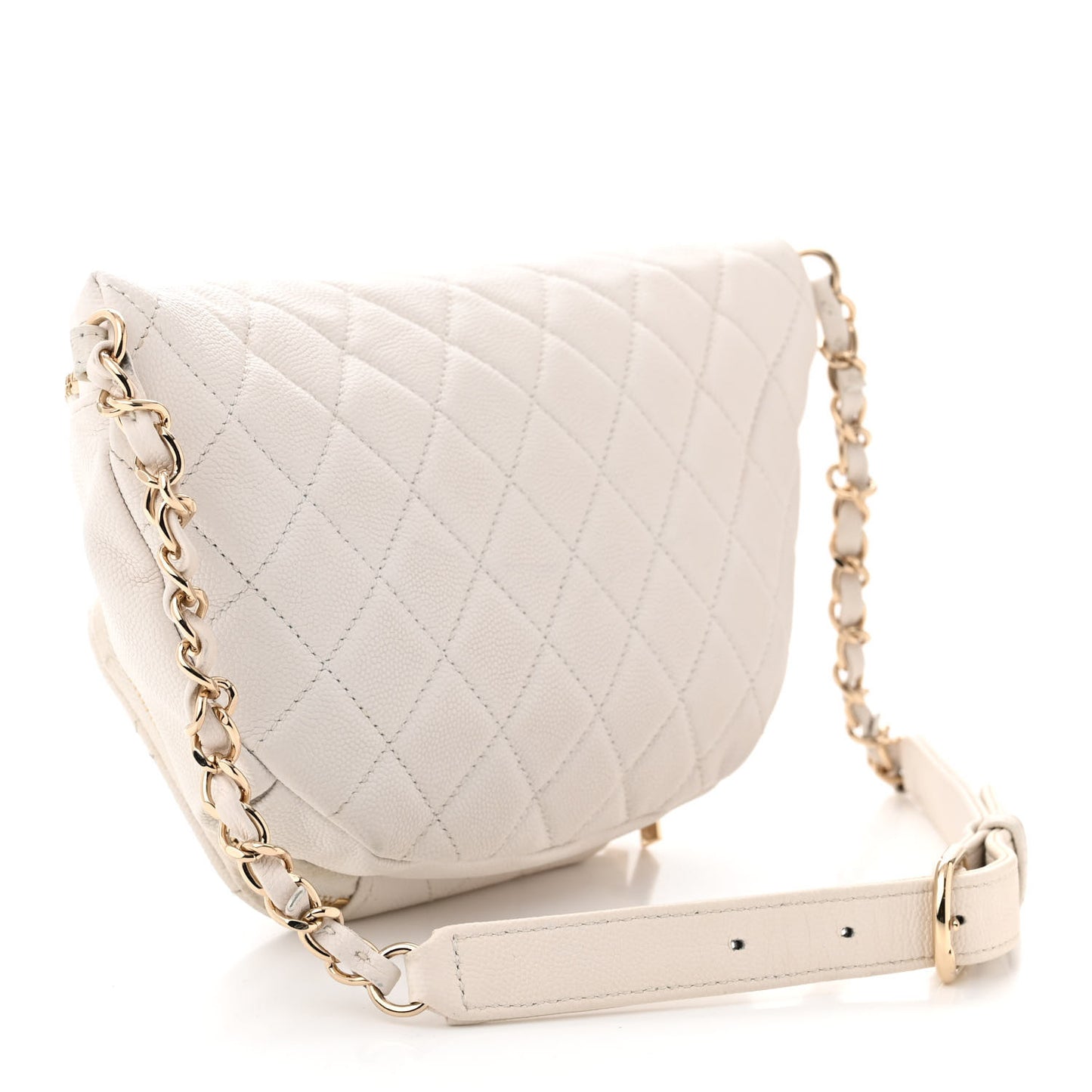 Caviar Quilted Business Affinity Waist Belt Bag White
