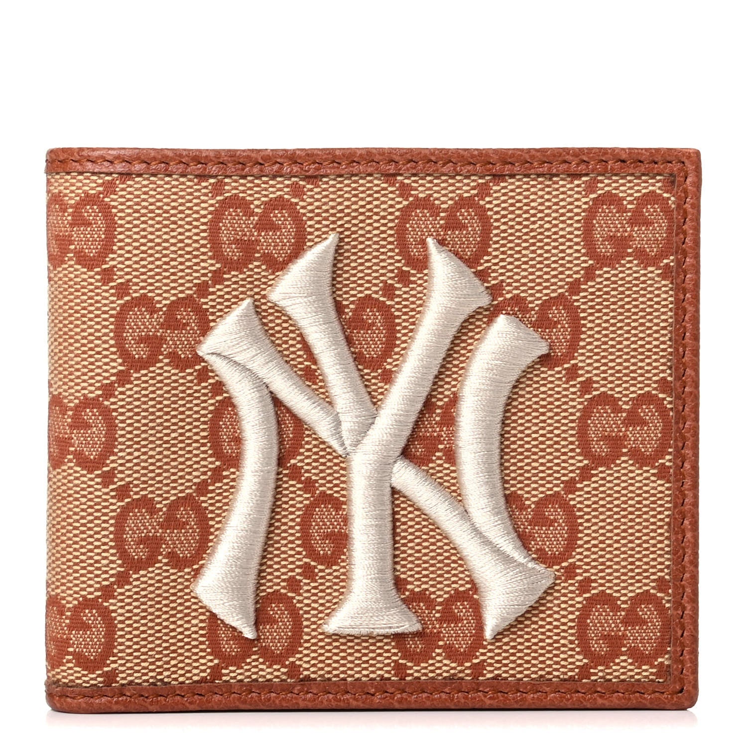 Gucci X MLB Monogram NY Yankees Bi-Fold Wallet Beige Ruggine Ivory 2 of 8