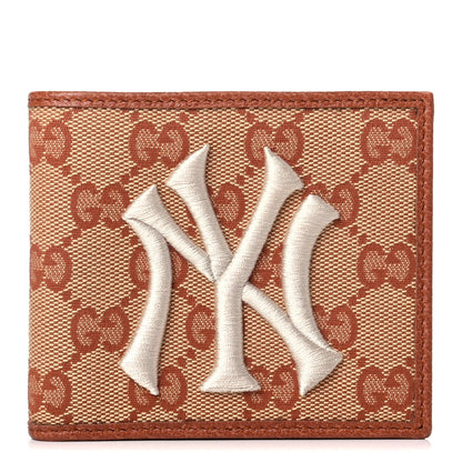 Gucci X MLB Monogram NY Yankees Bi-Fold Wallet Beige Ruggine Ivory 2 of 8