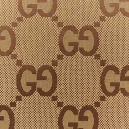 Gucci Monogram Jumbo GG Textured Dollar Calfskin Web Wristlet Messenger Bag Camel Ebony New Acero 9 of 11