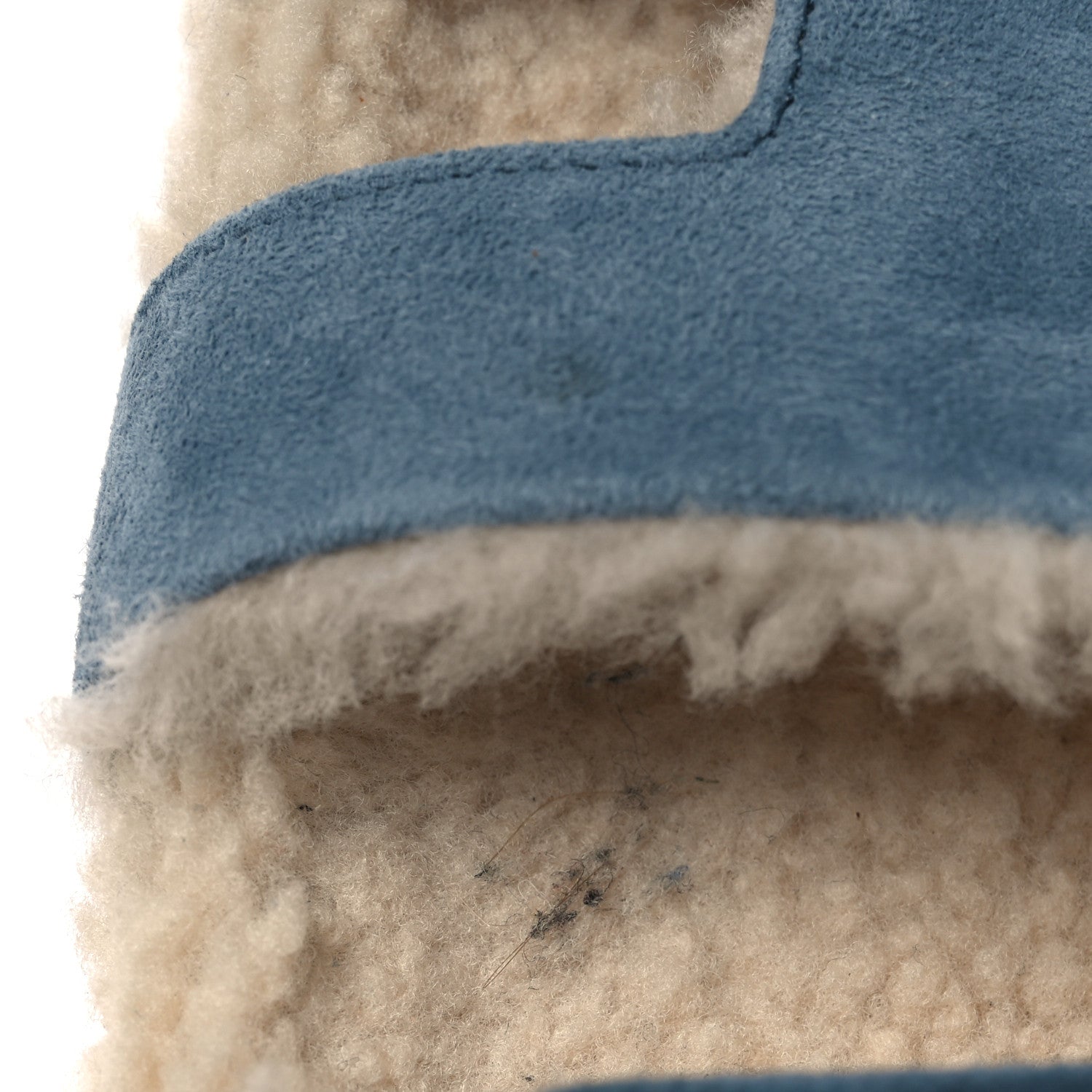 Hermes Suede Goatskin Woolskin Womens Chypre Sandals 38 Bleu Pinede Ecru 10 of 11