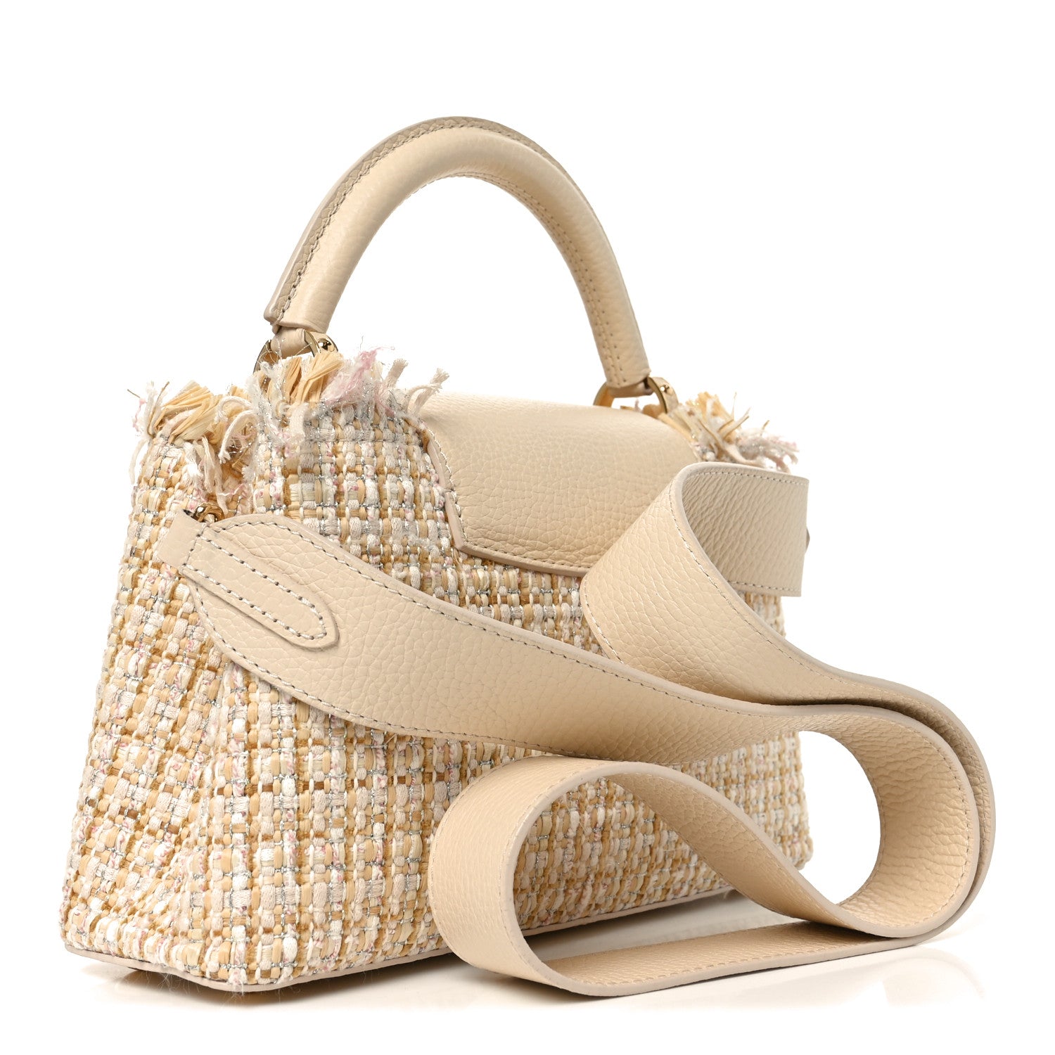Louis Vuitton Tweed Taurillon Capucines BB Beige 3 of 9