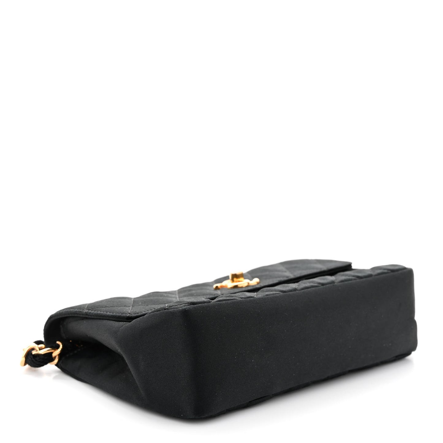 Satin Quilted Flap Black