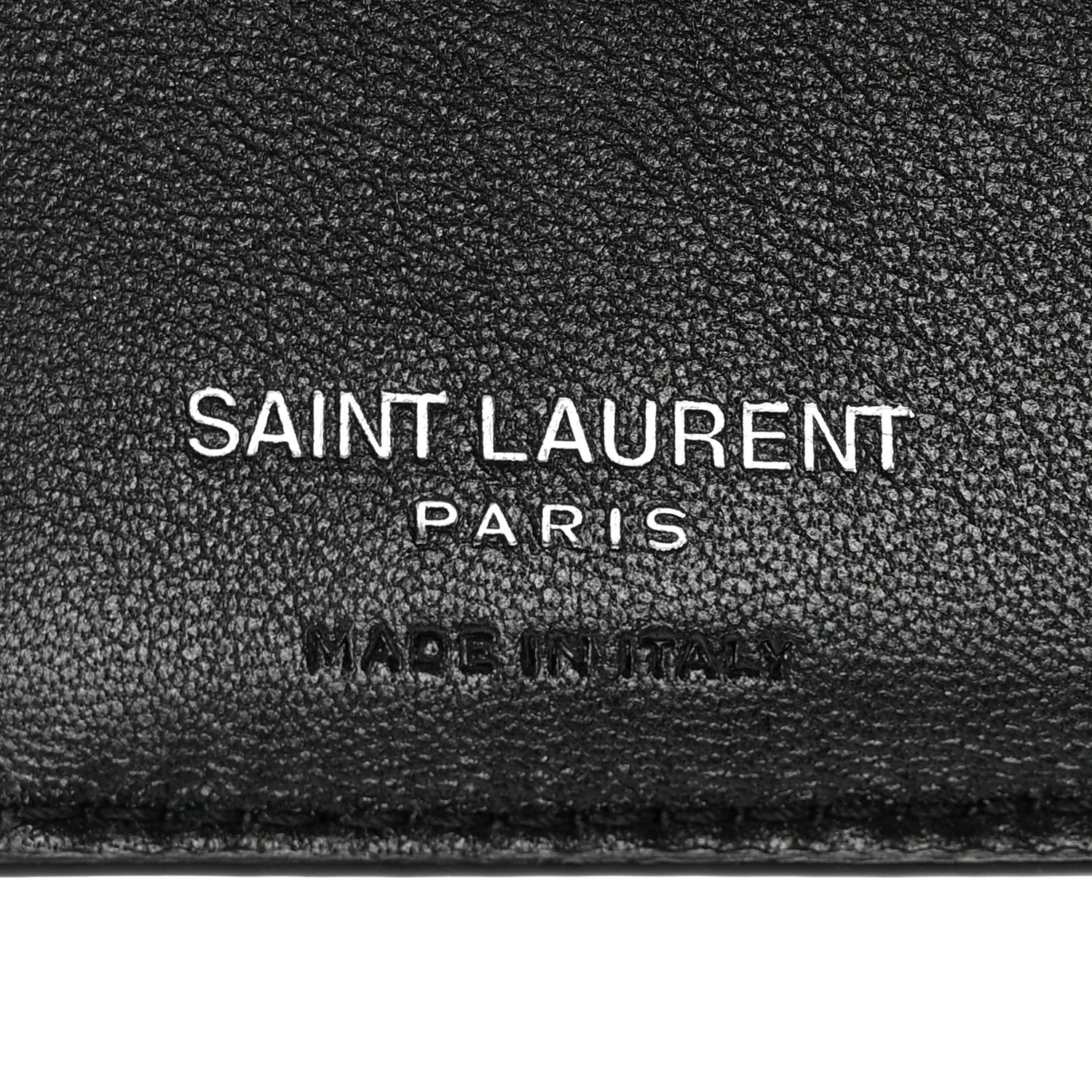 Saint Laurent Grain De Poudre Matelasse Chevron Monogram Compact Tri Fold Pocket Wallet Black 6 of 9