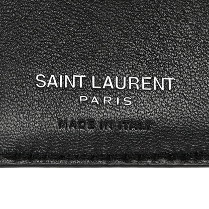 Saint Laurent Grain De Poudre Matelasse Chevron Monogram Compact Tri Fold Pocket Wallet Black 6 of 9