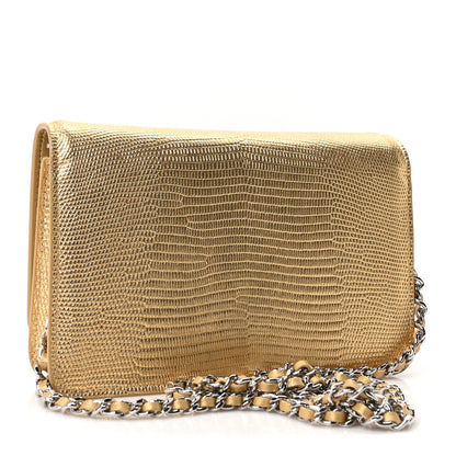 Chanel Calfskin Lizard Embossed Wallet On Chain WOC Gold 2 of 11