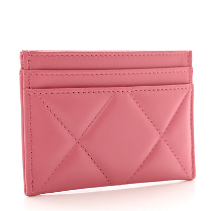 Chanel Lambskin Quilted Chanel 19 Card Holder Dark Pink 3 of 8