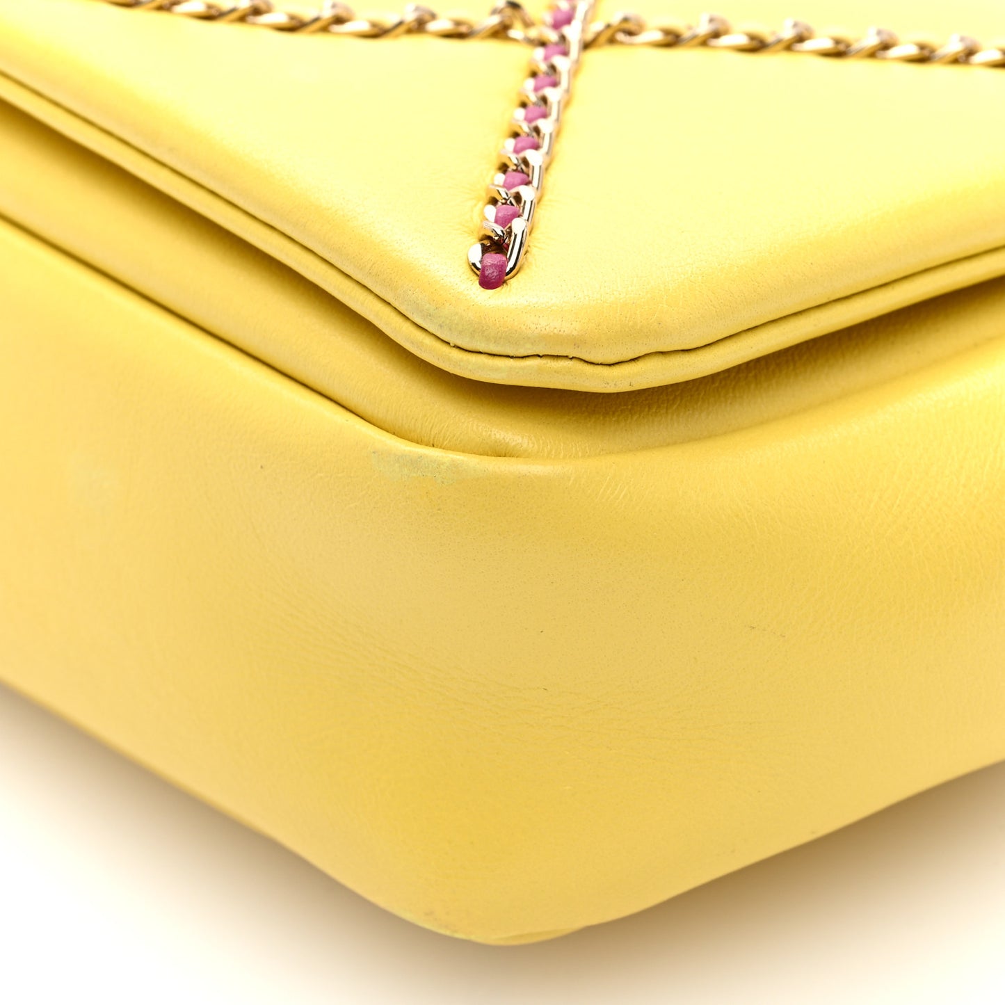 Lambskin Small Entwined Chain Flap Yellow Multicolor