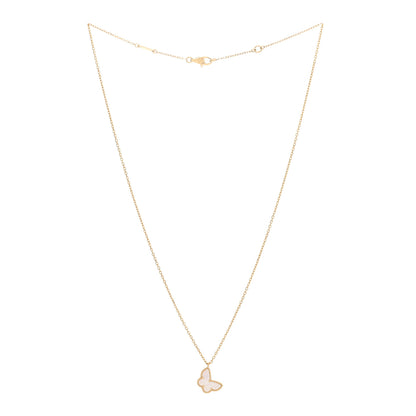 Van Cleef & Arpels 18K Yellow Gold Mother of Pearl Sweet Alhambra Butterfly Pendant Necklace 2 of 5