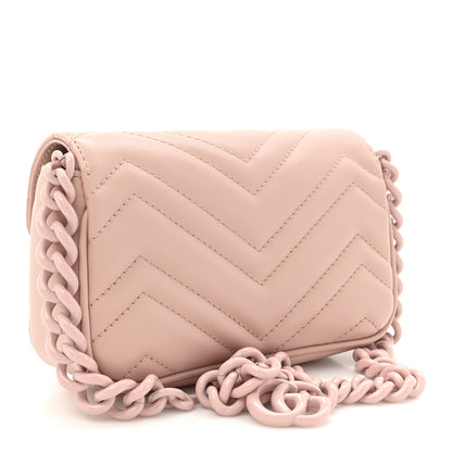 Gucci Calfskin Matelasse Monochrome GG Marmont Chain Belt Bag Perfect Pink 3 of 11