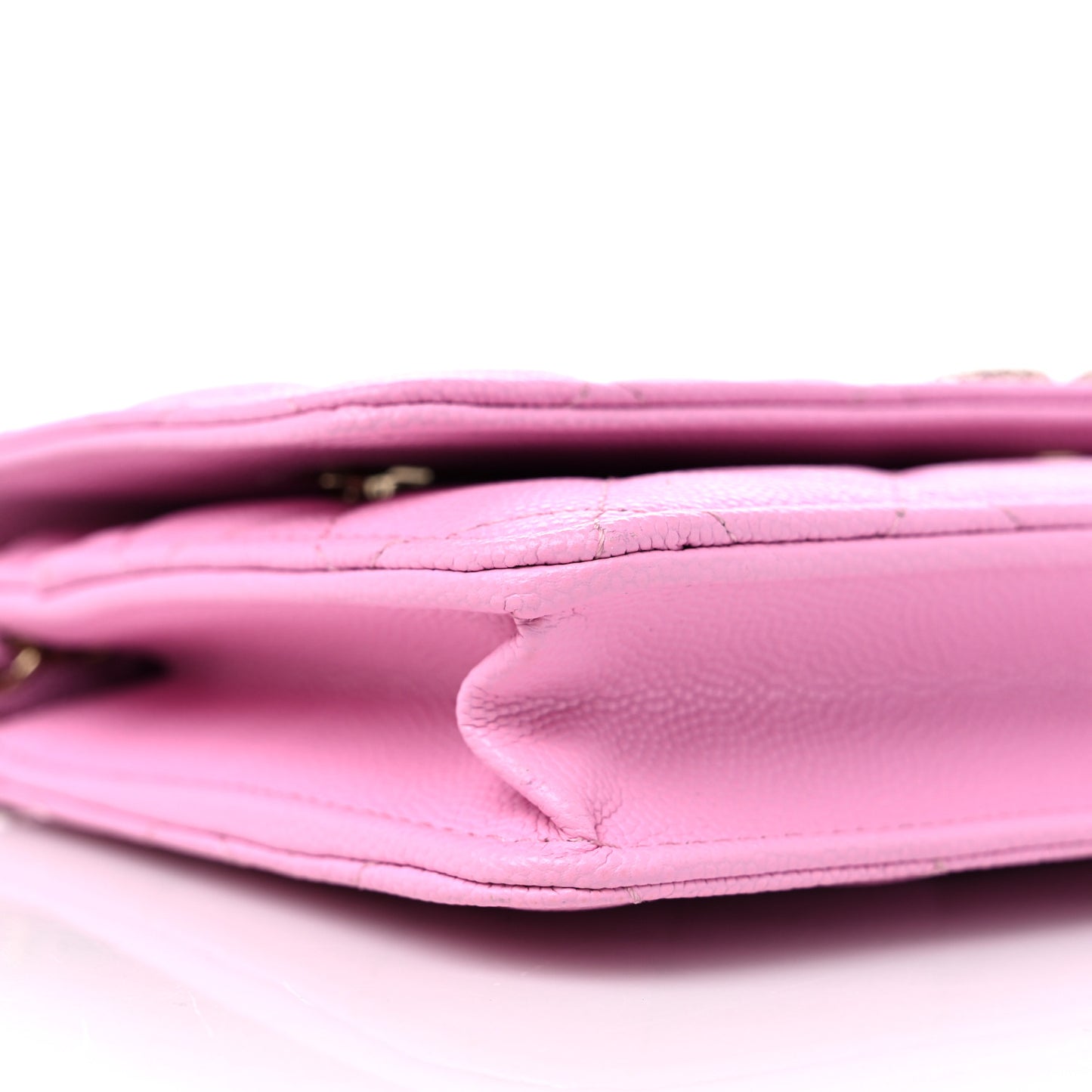 Caviar Quilted Perforated Metal CC Wallet On Chain WOC Lilac Light Green