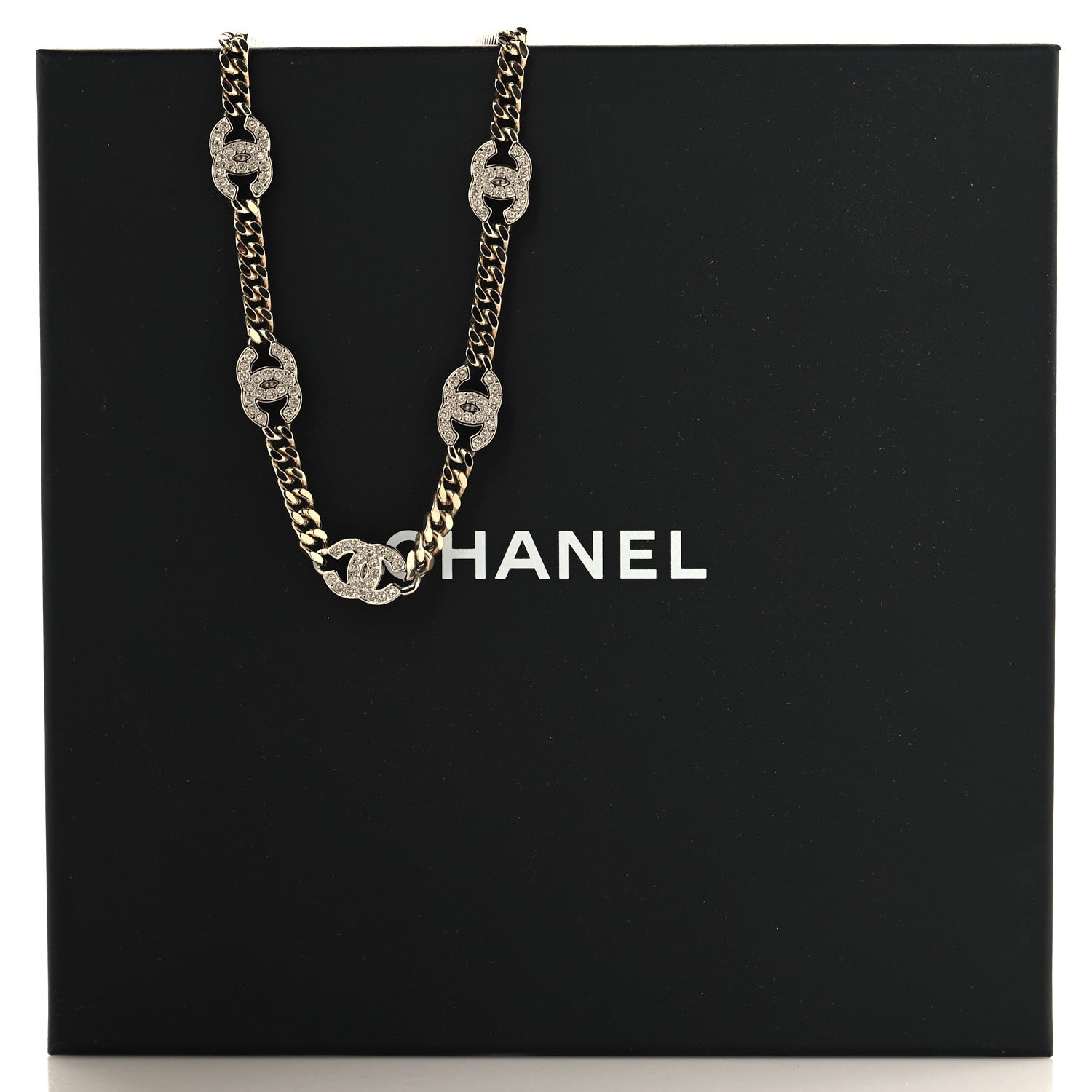 Chanel Crystal Chain CC Choker Gold Silver 5 of 5