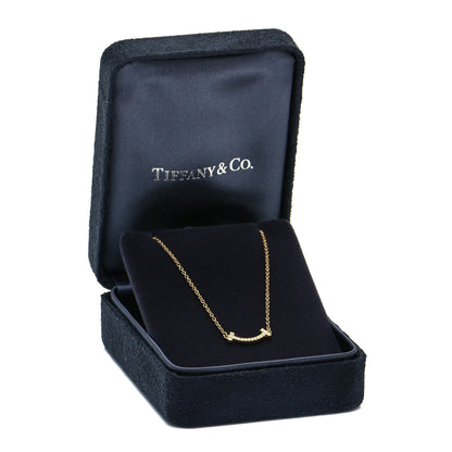 Tiffany 18K Yellow Gold Diamond Mini T Smile Pendant Necklace 5 of 5