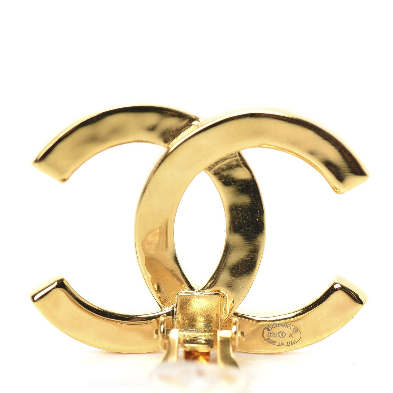 Chanel Metal CC Paris Button Clip On Earrings Gold 4 of 5