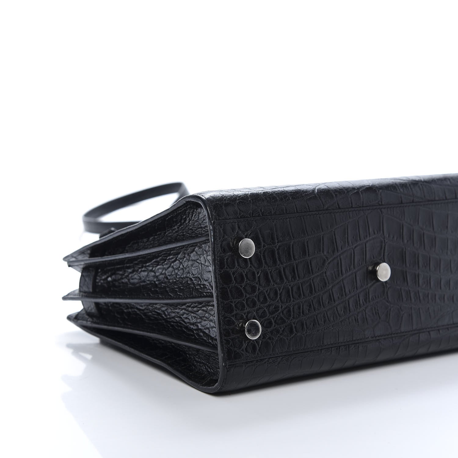 Saint Laurent Calfskin Crocodile Embossed Baby Sac De Jour Black 6 of 14