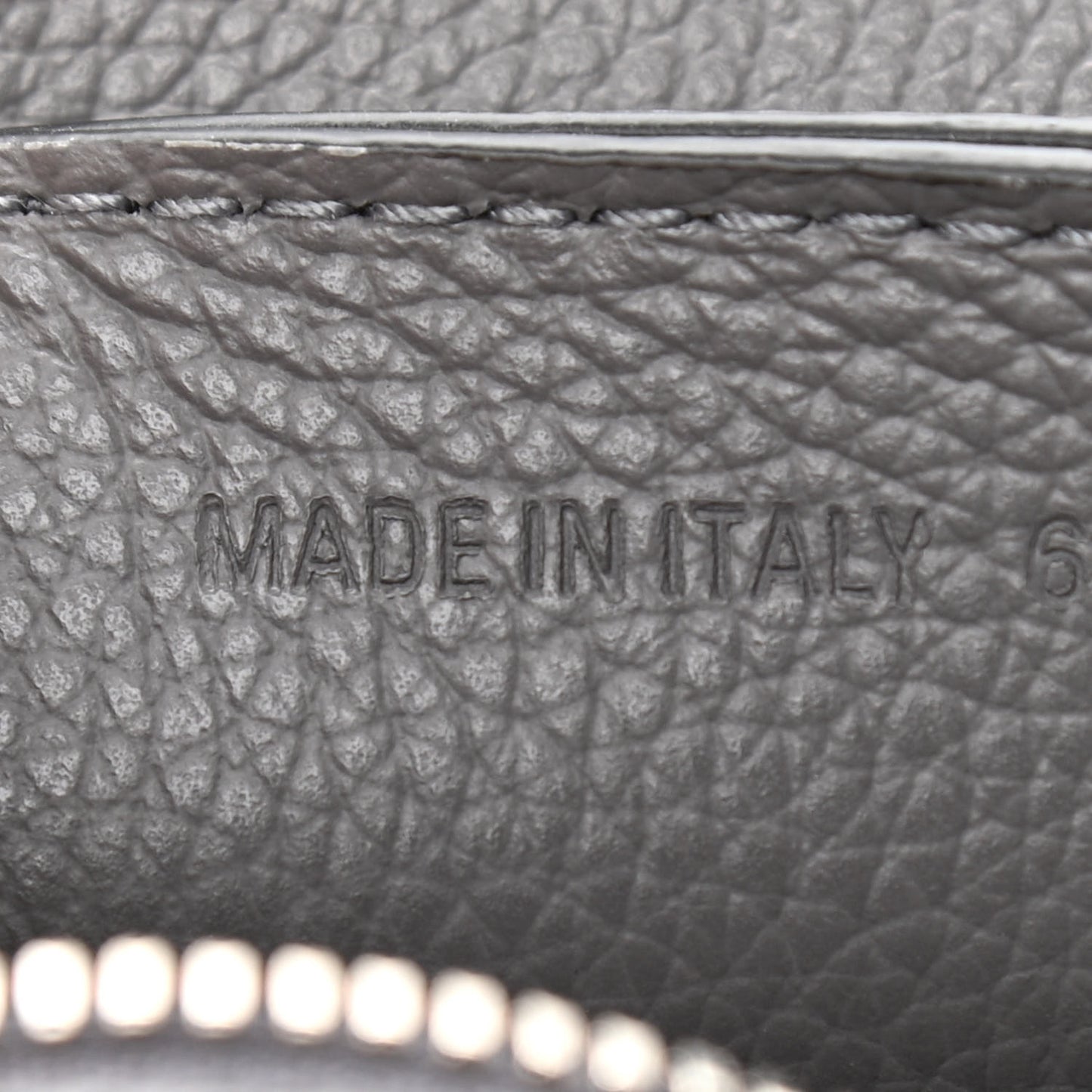 Grained Calfskin Neo Classic Silver Hardware Nano City Crossbody Dark Grey