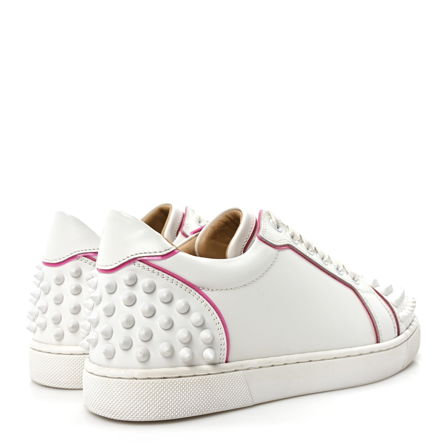 Christian Louboutin Calfskin Spikes Womens Vieira 2 Flat Sneakers 36 White Rose 5 of 9