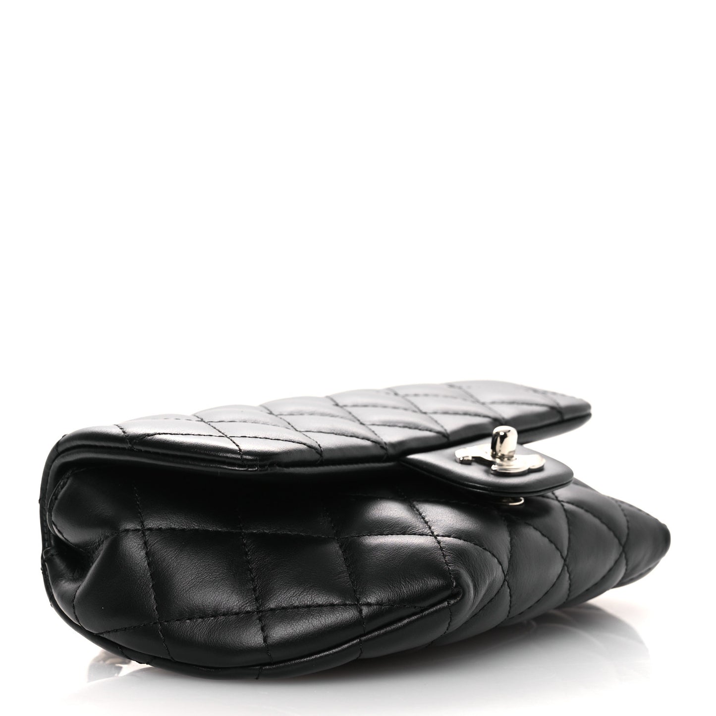 Calfskin Quilted CC Uniform Flap Belt Bag Black