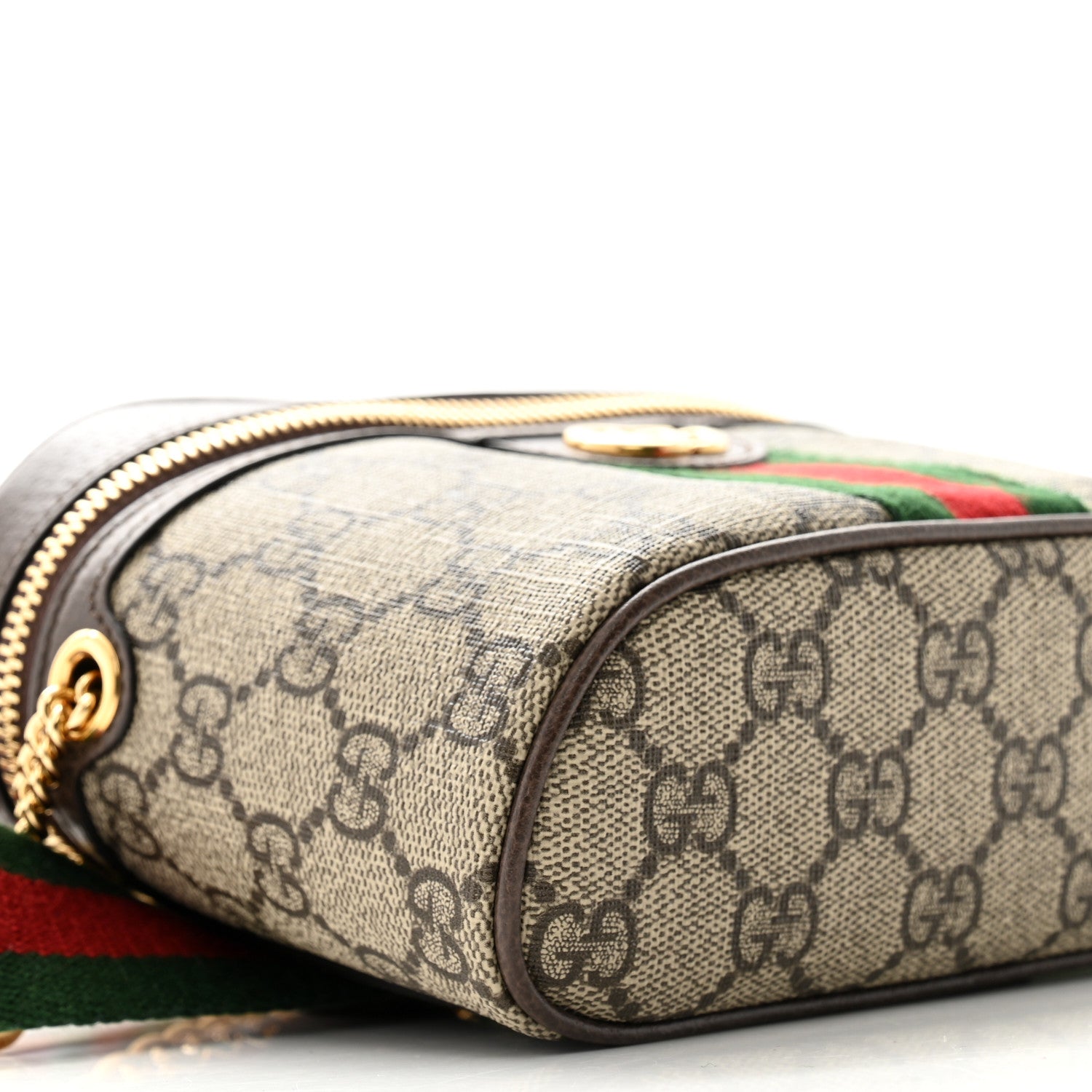 Gucci GG Supreme Monogram Textured Dollar Calfskin Web Ophidia Belt Bag 95 38 Beige Ebony New Acero 9 of 10