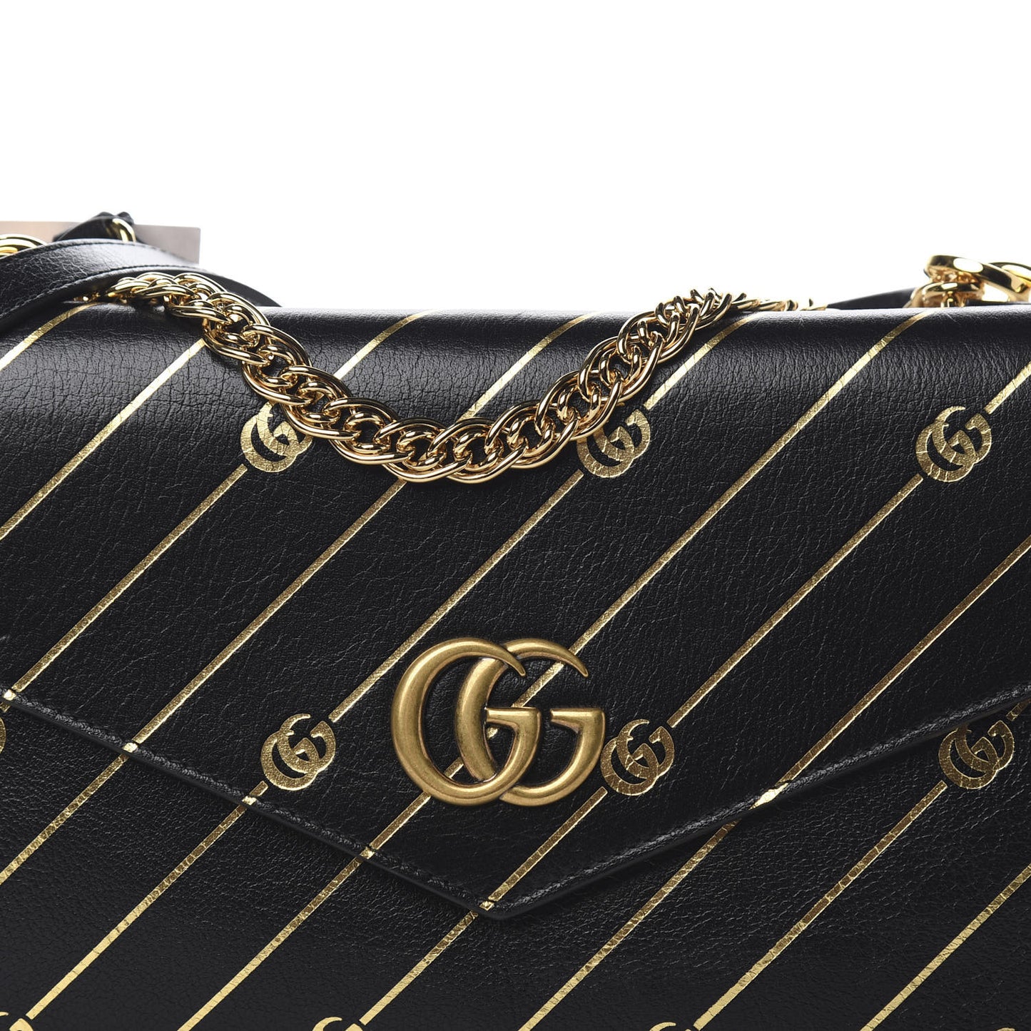 Calfskin Diagonal GG Medium Thiara Double Envelope Shoulder Bag Black White