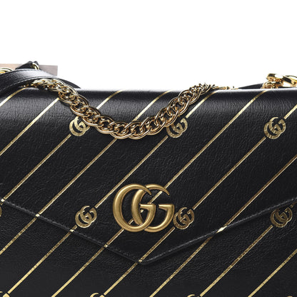 Gucci Calfskin Diagonal GG Medium Thiara Double Envelope Shoulder Bag Black White 10 of 11